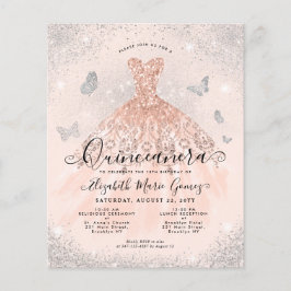 Billiard Pink Rose Gold Glam Gown Quinceanera Einl Flyer