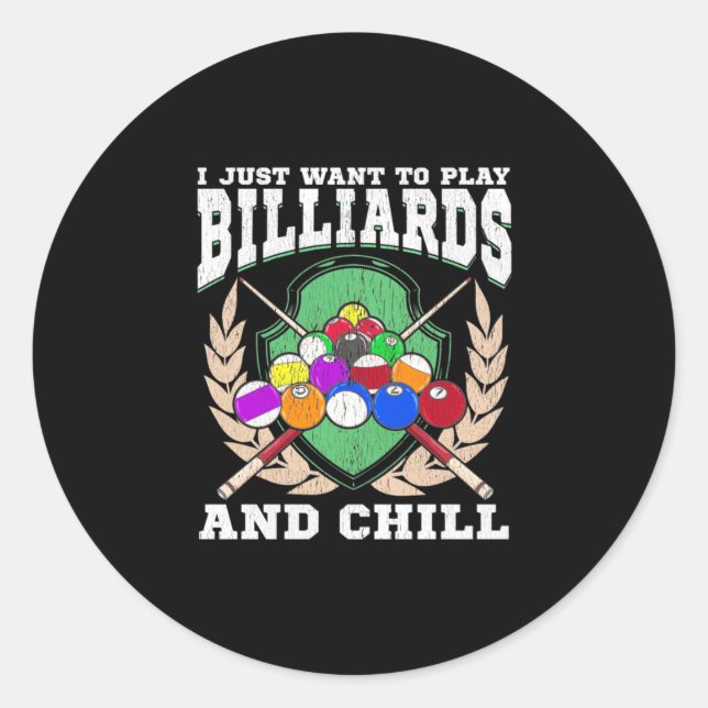 Billiard Player | Billard spielen Runder Aufkleber (Vorderseite)