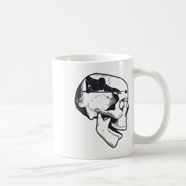 Billiard Player Brain Skull Billiards Table Rack C Kaffeetasse (Rechts)