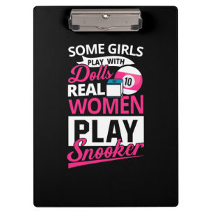 Billiard Player Echte Frauen spielen Snooker Klemmbrett