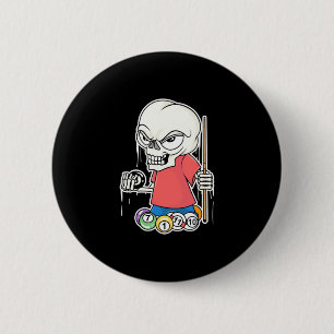 Billiard Player Skull Billiard Player Button