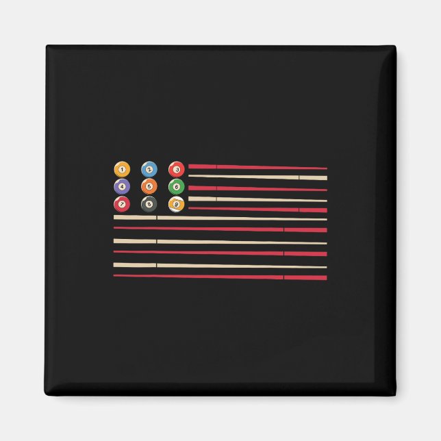 Billiard Player Us Flag Pool Snooker Magnet (Vorne)
