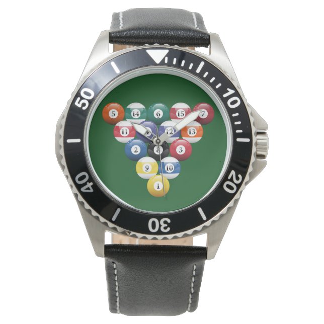 Billiard Pool Balls geplündert Armbanduhr (Vorderseite)