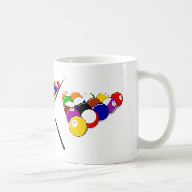 Billiard Pool Balls und Cues Tasse (Rechts)