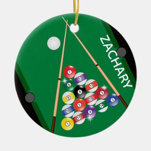 Billiard Pool Game Keramik Ornament (Vorne)