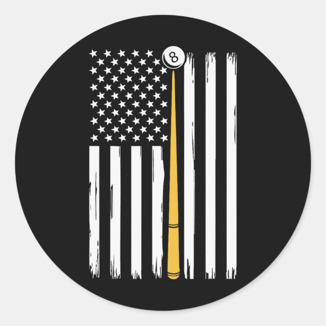 Billiard Pool Player Billiard Tabelle USA US Ameri Runder Aufkleber (Vorderseite)