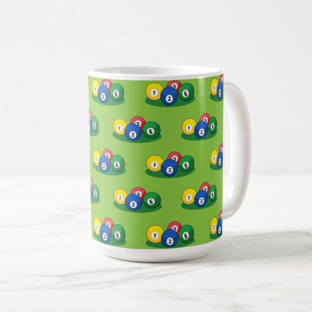 Billiard Pool Snooker Balls Muster Kaffeetasse (VorderseiteRechts)