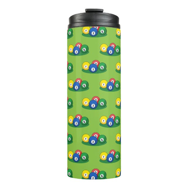 Billiard Pool Snooker Balls Muster Thermosbecher (Vorderseite)