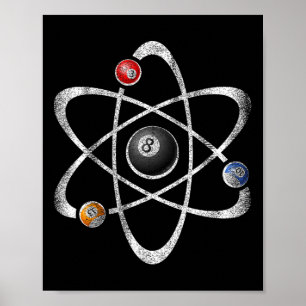 Billiard Poolhall Sport Atom Wissenschaft Vintage Poster