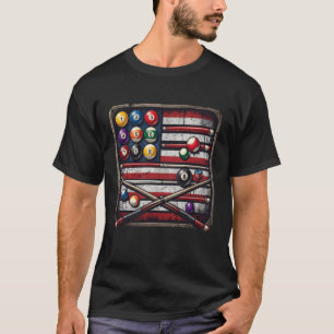 Billiard-Poolspieler für Männer American Flag Bill T-Shirt