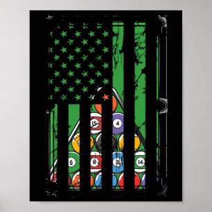 Billiard Rack US American Flag Billiards Player S Poster
