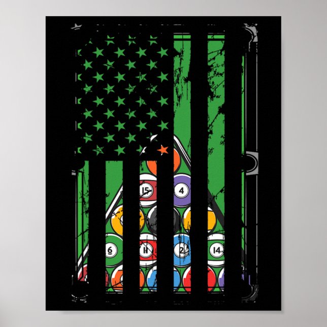 Billiard Rack US American Flag Billiards Player S Poster (Vorne)