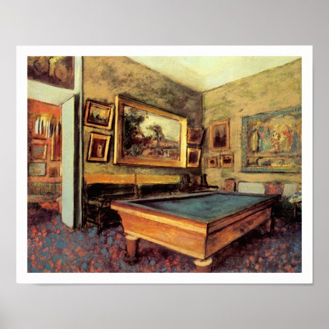 Billiard Room in Meni-Hubert von Degas Poster (Vorne)