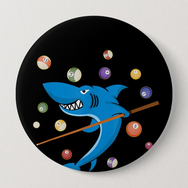 Billiard Shark 8 Ball Player Pool Table Cue Stick Button (Vorderseite)