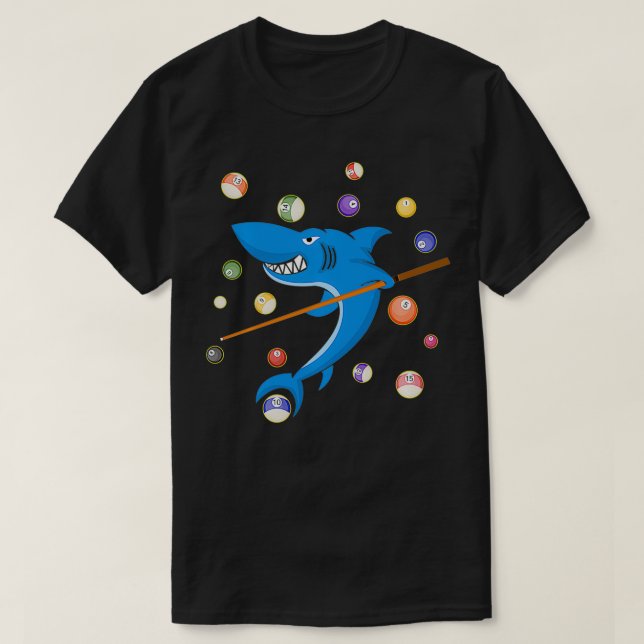 Billiard Shark 8 Ball Player Pool Table Cue Stick  T-Shirt (Design vorne)
