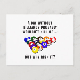 Billiard Snooker Pool Billiards Funny Gift Idee Postkarte