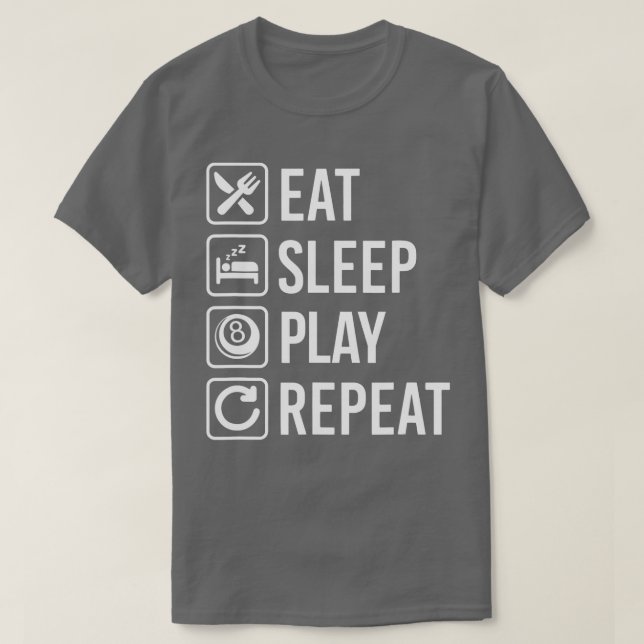 Billiard Snooker PoolSleep wiederholen T-Shirt (Design vorne)
