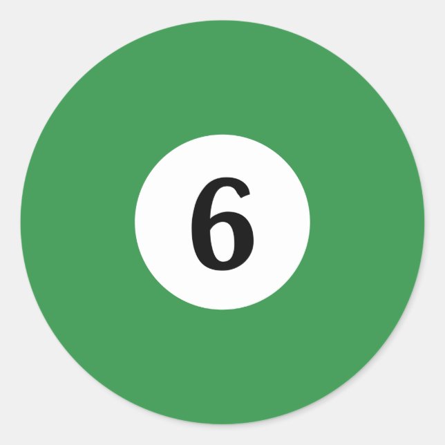 Billiard Solid Green Ball 6 Runder Aufkleber (Vorderseite)