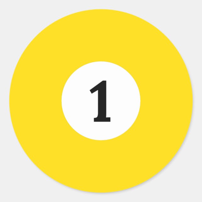 Billiard Solid Yellow Ball 1 Runder Aufkleber (Vorderseite)