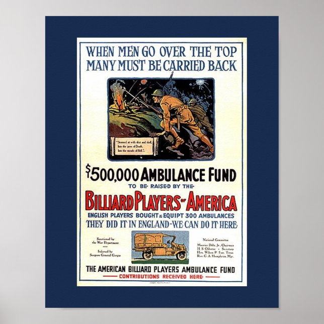 Billiard Spieler der America WW1-Spendenaktion Poster (Vorne)