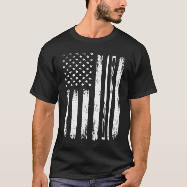 Billiard Stick  USA Flag Pool Player 8 Ball Tourna T-Shirt (Vorderseite)