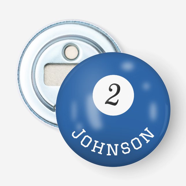 Billiard Two Ball With Custom Name Flaschenöffner (Vorderseite)
