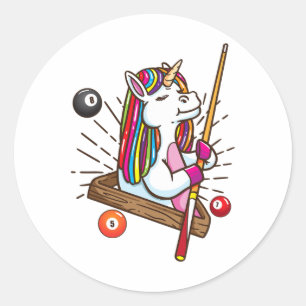 Billiard Unicorn Workhouse Pool Shirt Girls Schluc Runder Aufkleber
