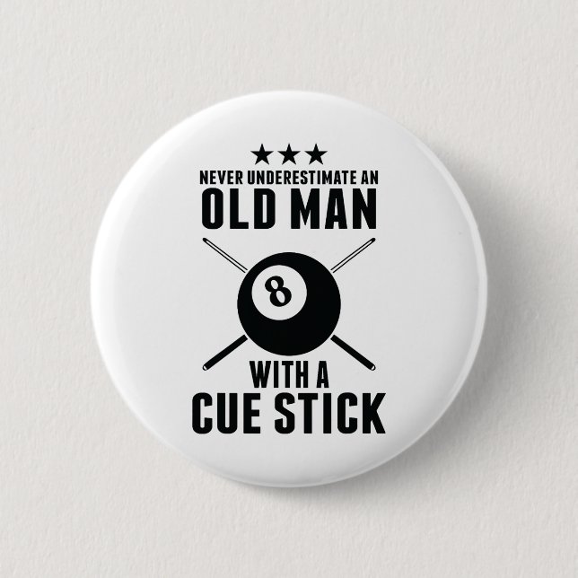 Billiard unterschätzt nie einen alten Mann mit ein Button (Vorderseite)