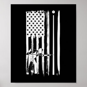 Billiard USA Flag Cue Sports Billiard Pool Poster