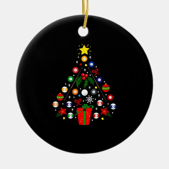 Billiard Weihnachtsbaum Keramik Ornament (Vorne)
