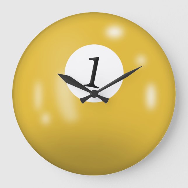 Billiardball Nummer 1 Große Wanduhr (Vorderseite)