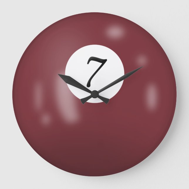Billiardball Nummer 7 Große Wanduhr (Vorderseite)