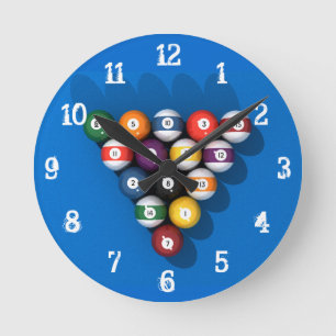 Billiarden / Pool Balls: Wall Clock Runde Wanduhr