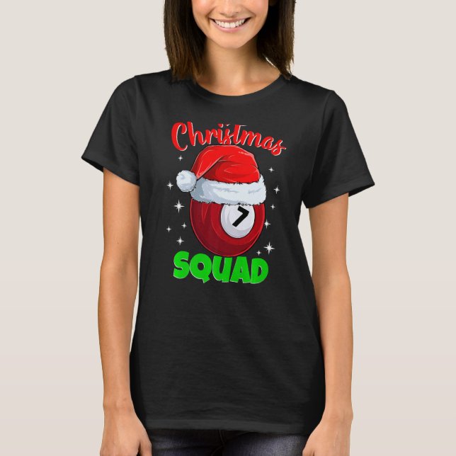 Billiards 7 Ball Christmas Squad Pool Balls Billia T-Shirt (Vorderseite)