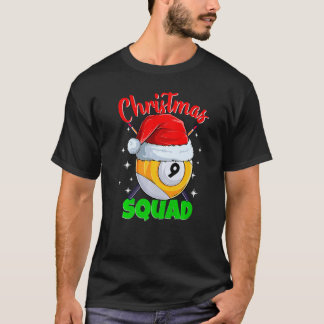 Billiards 9 Ball Christmas Squad Pool Balls Billia T-Shirt