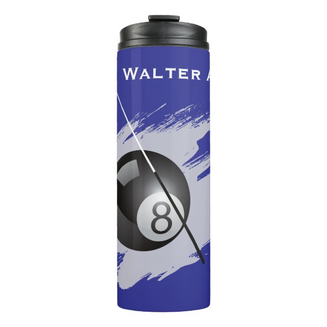 Billiards - Ball and Cue Stick - Personalize Thermosbecher (Vorderseite)