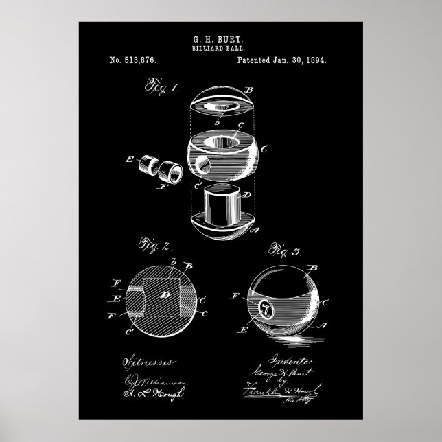 Billiards Ball Patent Poster (Vorne)
