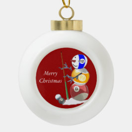 Billiards Ball Snowman Keramik Kugel-Ornament