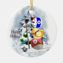 Billiards Ball Snowman Weihnachten Keramik Ornament