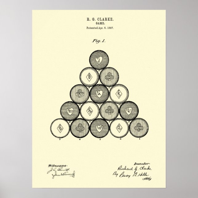 Billiards Balls Patent Wall art PRint #1 Poster (Vorne)