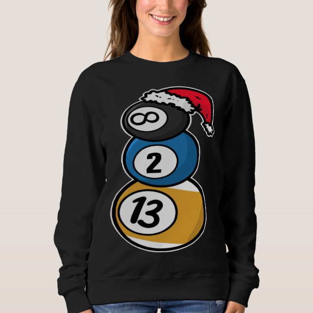 Billiards Christmas Snowman with Pool Table Balls  Sweatshirt (Vorderseite)