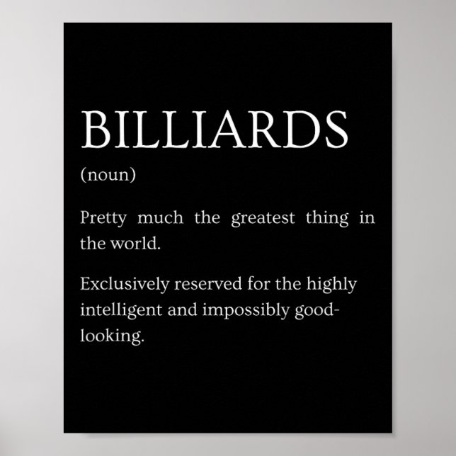 Billiards Definition - Funny Sarcastic Billiards E Poster (Vorne)