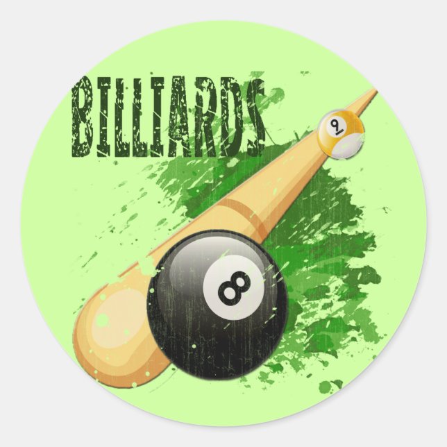 BILLIARDS - DISTRESSEL UND ALTER RUNDER AUFKLEBER (Vorderseite)