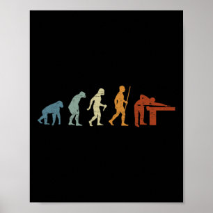 Billiards Evolution Billardspieler Retro Vintage  Poster