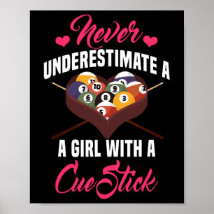 Billiards Girl Player Table Snooker Pyramid Billia Poster