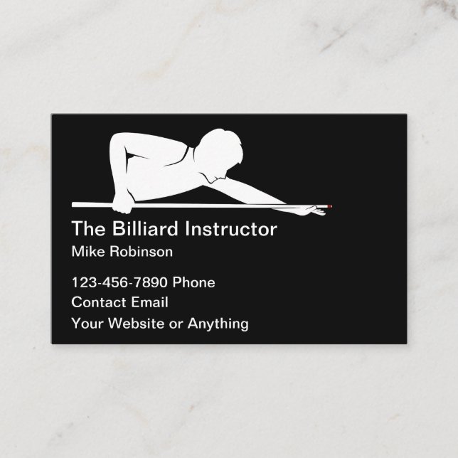 Billiards Instructor Lessons Simple Business Cards Visitenkarte (Vorderseite)