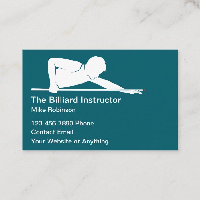 Billiards Instructor Lessons Simple Business Cards Visitenkarte (Vorderseite)