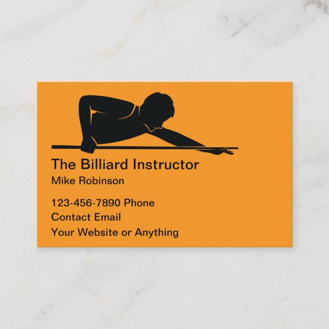 Billiards Instructor Lessons Simple Business Cards Visitenkarte (Vorderseite)