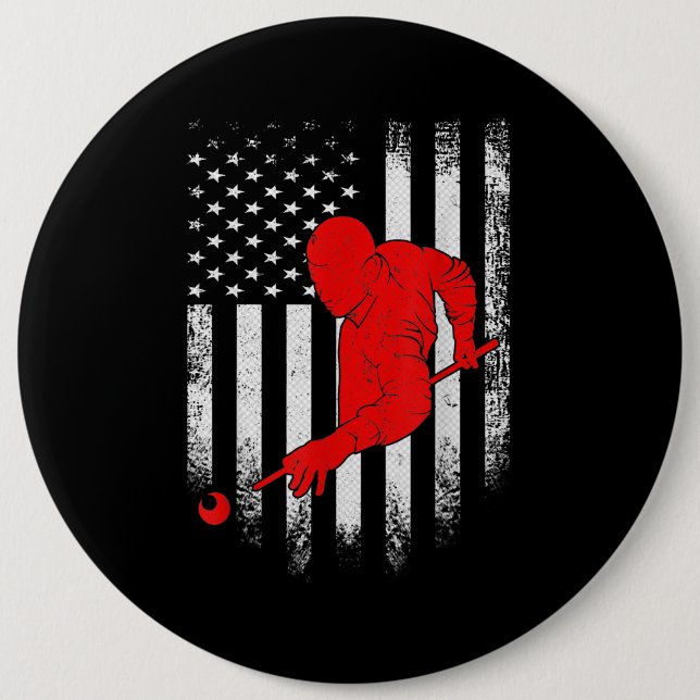Billiards Lover | American Flag Billiards Gift Button (Vorderseite)