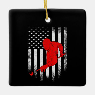 Billiards Lover   American Flag Billiards Gift Keramikornament